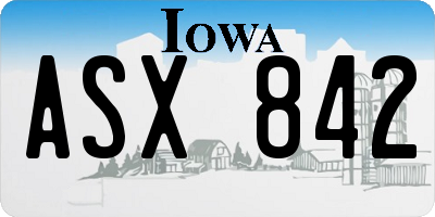 IA license plate ASX842