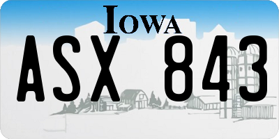 IA license plate ASX843