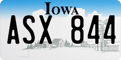IA license plate ASX844