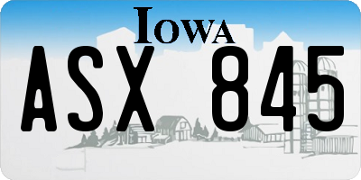 IA license plate ASX845