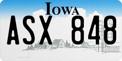 IA license plate ASX848