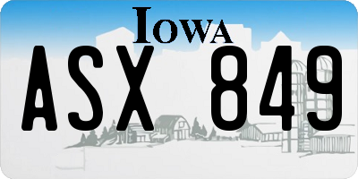 IA license plate ASX849