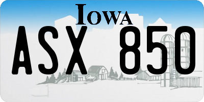 IA license plate ASX850