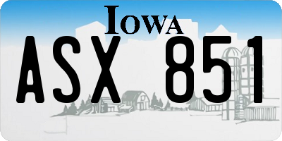 IA license plate ASX851