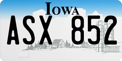 IA license plate ASX852