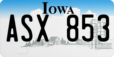IA license plate ASX853