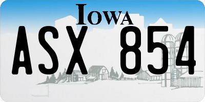 IA license plate ASX854