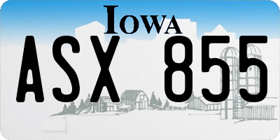 IA license plate ASX855