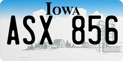 IA license plate ASX856