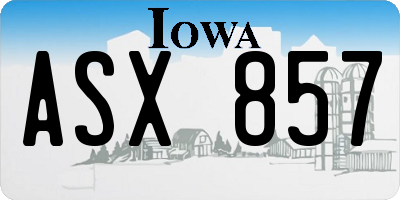 IA license plate ASX857