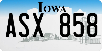 IA license plate ASX858