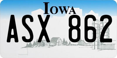IA license plate ASX862