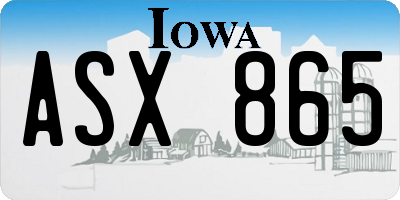 IA license plate ASX865