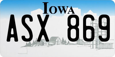 IA license plate ASX869