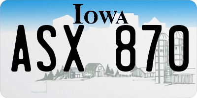 IA license plate ASX870
