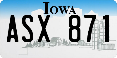 IA license plate ASX871