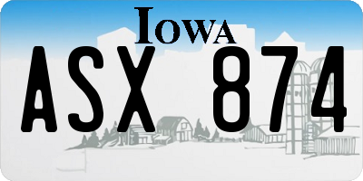 IA license plate ASX874