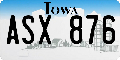 IA license plate ASX876