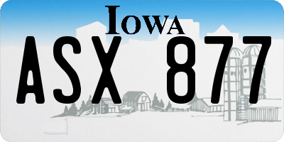 IA license plate ASX877