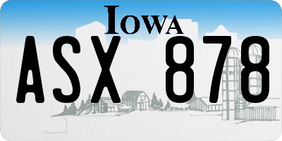 IA license plate ASX878