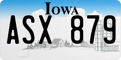 IA license plate ASX879