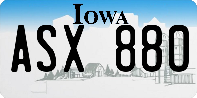 IA license plate ASX880