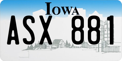 IA license plate ASX881
