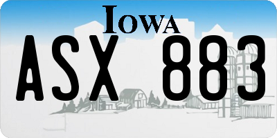 IA license plate ASX883