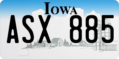 IA license plate ASX885