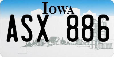 IA license plate ASX886
