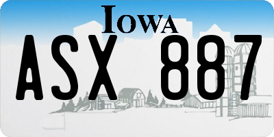 IA license plate ASX887