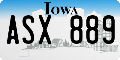 IA license plate ASX889