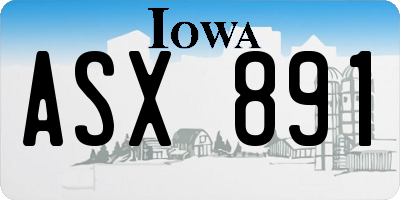 IA license plate ASX891