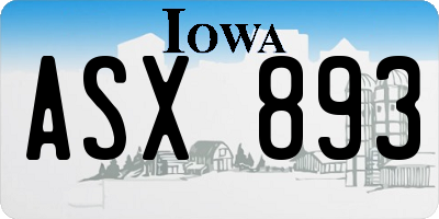 IA license plate ASX893
