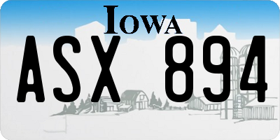 IA license plate ASX894