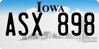 IA license plate ASX898