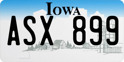 IA license plate ASX899