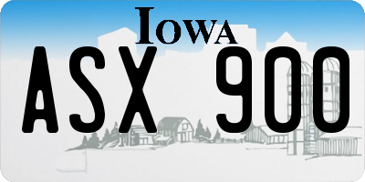 IA license plate ASX900