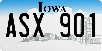 IA license plate ASX901