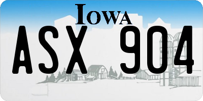 IA license plate ASX904