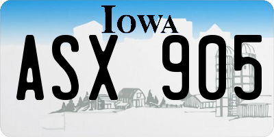 IA license plate ASX905