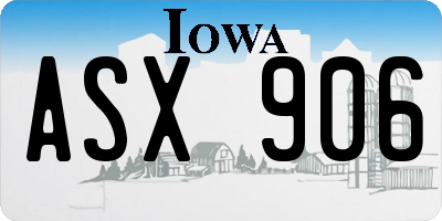 IA license plate ASX906