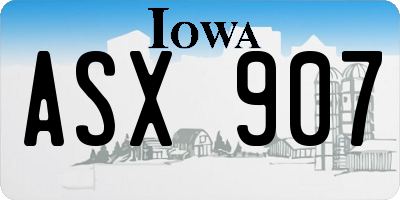 IA license plate ASX907