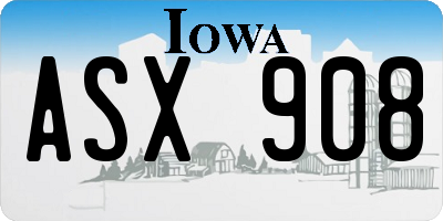 IA license plate ASX908