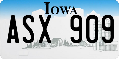 IA license plate ASX909