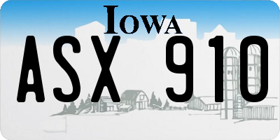 IA license plate ASX910