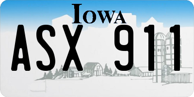 IA license plate ASX911