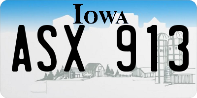 IA license plate ASX913