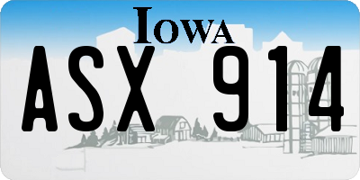 IA license plate ASX914