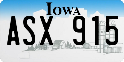 IA license plate ASX915